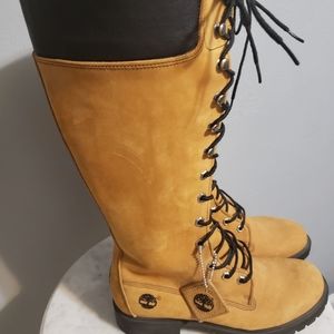 Timberland  Premium Leather Womens Tall Boots Wheat Nubuck Sz 9.5 M